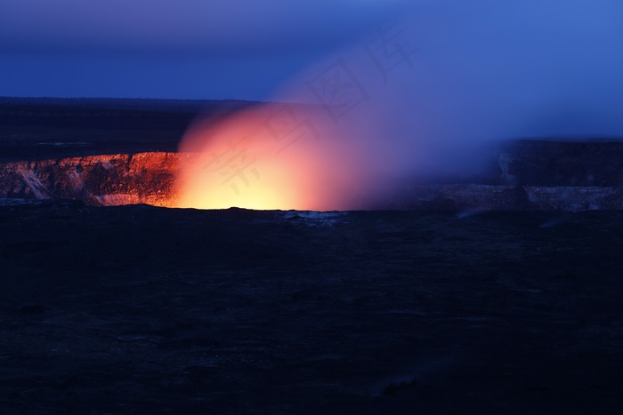 火山,岩浆,灯,太空,天空,晚上火山的视图