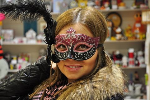 面具，化妆舞会，女孩，除夕，羽毛