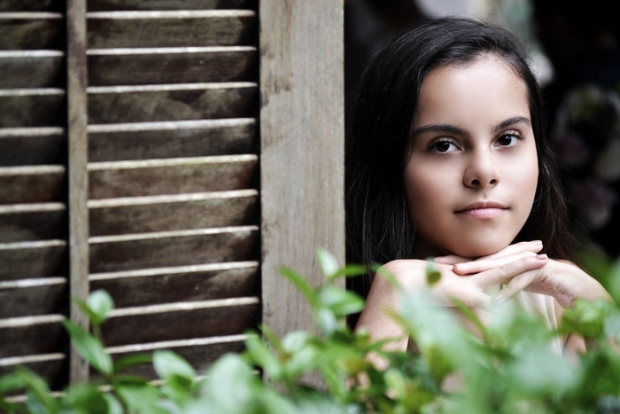 女孩，脸，寻找，女性，肖像，模型，窗口