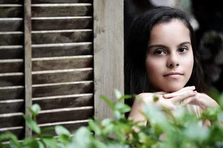 女孩，脸，寻找，女性，肖像，模型，窗口