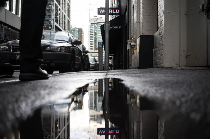 反射，水坑，水，雨，道路，湿，性质