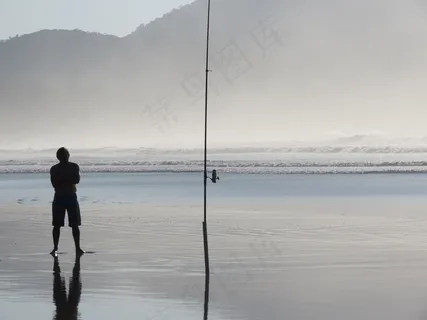 渔夫，海滩，3月，乌巴图巴