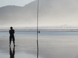 渔夫，海滩，3月，乌巴图巴