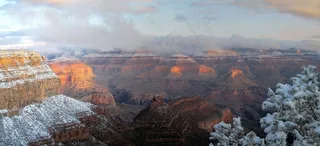 大峡谷，景观，冬季，雪，日落，黄昏