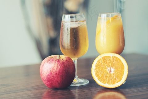 苹果，橙，果汁，玻璃，饮料，健康，早餐