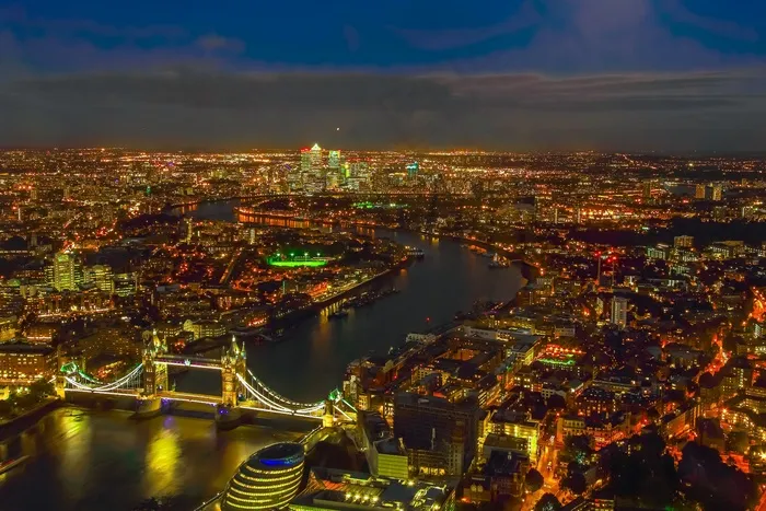 都市夜景,夜景摄影,城市夜景,风景,树,伦敦在晚上的鸟瞰图