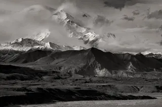 麦金利山，山脉，黑色和白色，冰川