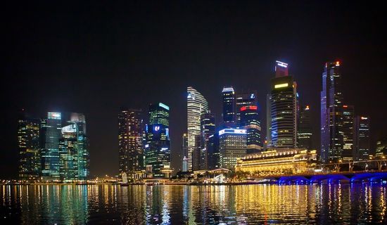 新加坡，商业，夜景，海，城市，建筑物
