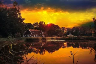 景观，自然，太阳，夕阳