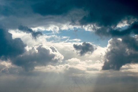 天空,卷积云,草原,云层,风景,阳光在云层中