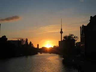 柏林，德国，日落，黄昏，黑暗，夜，塔