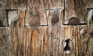 门，老，木，钉，锁，仿古，老房子，关闭