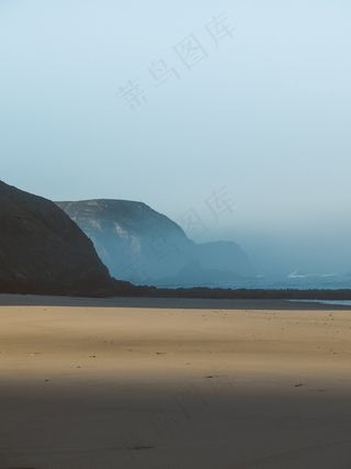 海岸，海岸，海滩，悬崖，陡峭，垂直，雾，雾