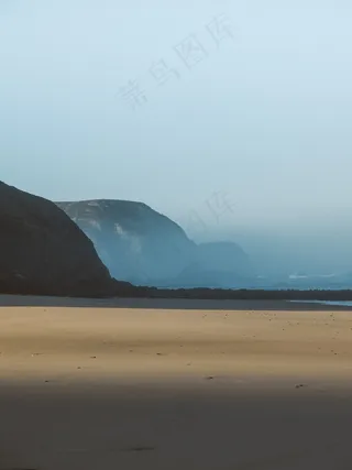 海岸，海岸，海滩，悬崖，陡峭，垂直，雾，雾