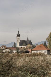 镇，村，渺小，秋，秋天，冬季，山