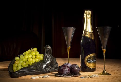 香槟，酒杯，葡萄，阿布哈兹，贝壳