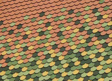 屋顶，瓦，模式，绿色，黄色，红色，对比