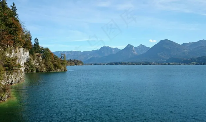奥地利，湖，景观，水，山，自然
