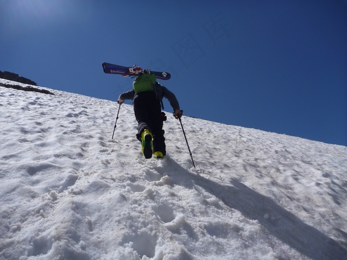 山，滑雪，雪，山腰