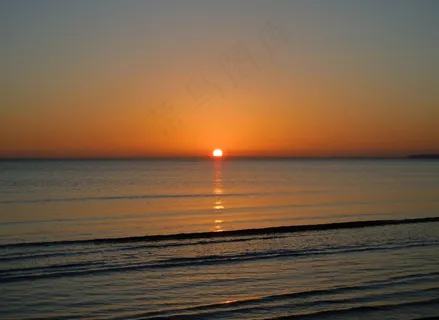 日出，海，镜像，波