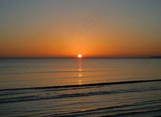 日出，海，镜像，波