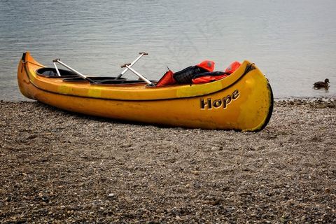 划独木舟，靴子，银行，海滩，路堤，桨