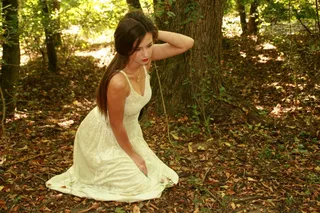 女孩，美女，肖像，长长的头发，诱人，森林