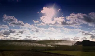 太阳，云团，天空，草地，雪，云层形式，字段