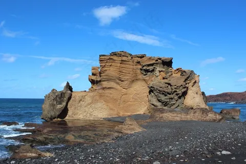 岩石,El Golfo,环礁湖,兰萨罗特岛,海岸,冲浪 岩石,El Golfo,环礁湖,兰萨罗特岛,海岸,冲浪