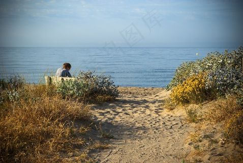 Soledad，更年期，妇女，单身，海，银行，天空