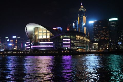 香港，中环，夜景，维多利亚海滩