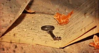 信件，文具，旧，古董，钥匙，木地板