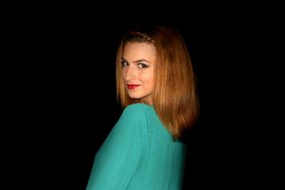 女孩，肖像，美女，绿色，诱人，金发