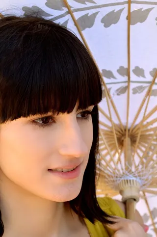 伞，人，黑发，人类，女孩，年轻