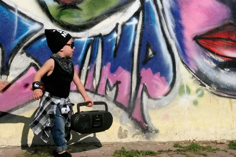 儿童，贝贝，嘻哈，涂鸦