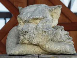 雕像，花园雕像，狼，狗，严峻，不高兴，无聊