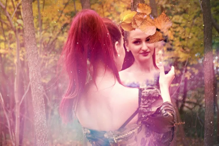 女孩，镜子，迷人，故事，森林，反射