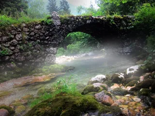 石桥，雾，神秘，老桥，幻想