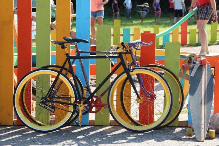 自行车，多彩，颜色，篱笆