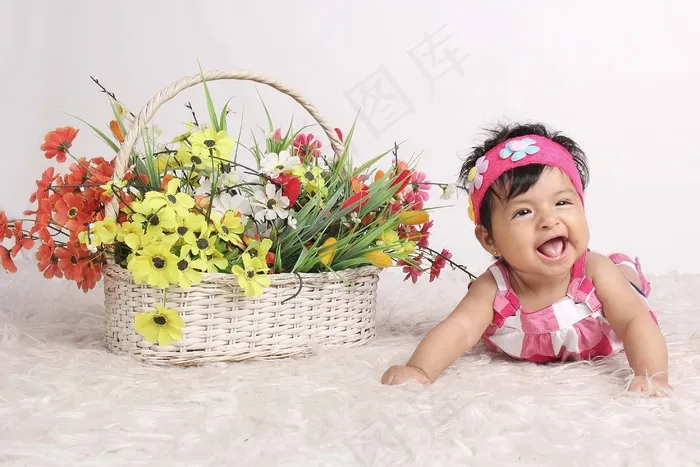 快乐，贝贝，鲜花，婴儿