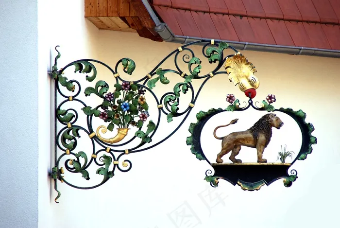 狮子，盾牌，餐厅，锻造，餐具柜