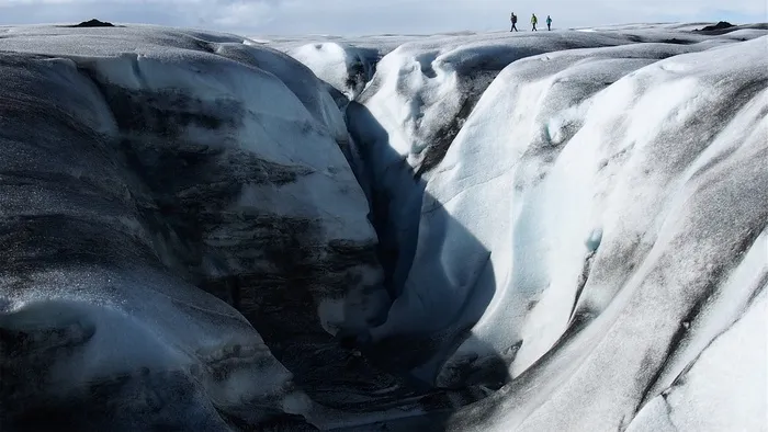 雪，峡谷，徒步旅行，人，徒步旅行，冬天，冷