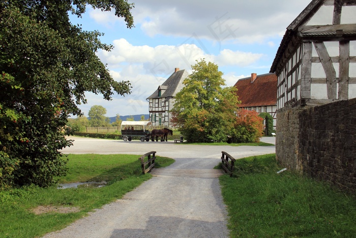 村庄，建筑，房屋，房屋，桁架，Fachwerkhaus