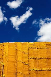 对比，黄色，蓝色，天空，蓝天，云，蒂尔德