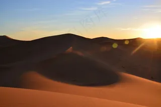 日落，沙漠，撒哈拉沙漠，Abendstimmung