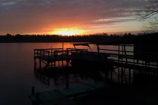 日出，天空，云团，码头，水机，湖泊风景，地平线，景区