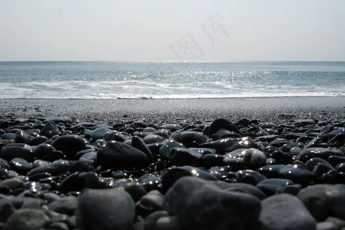 海滩，石头，太阳，反射，石头，背光