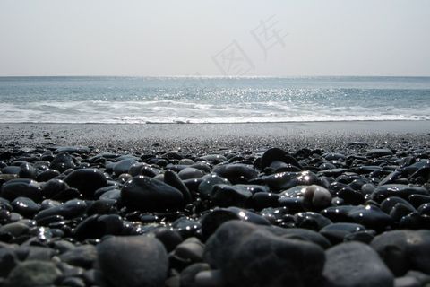 海滩，石头，太阳，反射，石头，背光