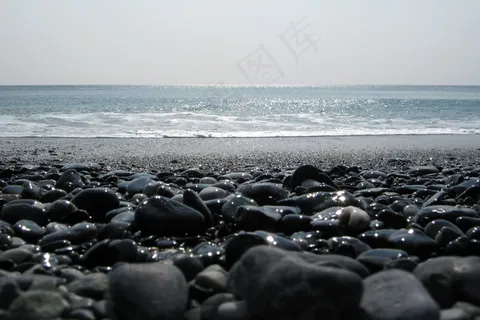 海滩，石头，太阳，反射，石头，背光