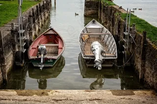 引导，摩托艇，水，端口，湖泊，锚地，码头